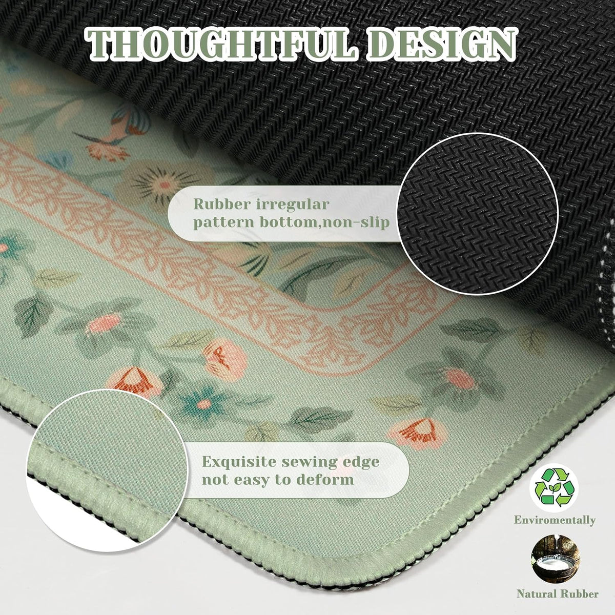 iCasso Desk Mat for Keyboard and Mouse, Large Mouse Pad, Desk Pad Mat, Anti-Slip Big Mousepad with Stitched Edges for Computer Desktop(Deep Green)
