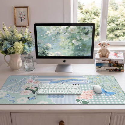 Desk Mat,Mouse Pad for Office Desk,35.4x15.7in,Pink Flowers