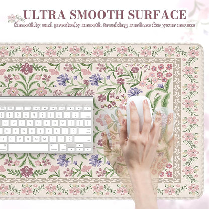 iCasso Desk Mat for Keyboard and Mouse, Large Mouse Pad, Desk Pad Mat, Anti-Slip Big Mousepad with Stitched Edges for Computer Desktop(Deep Green)