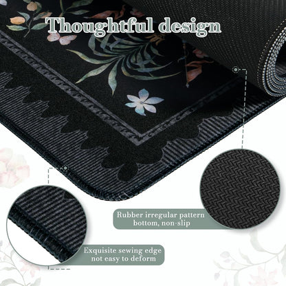 Desk Mat,Mouse Pad for Office Desk,35.4x15.7in,Pink Flowers