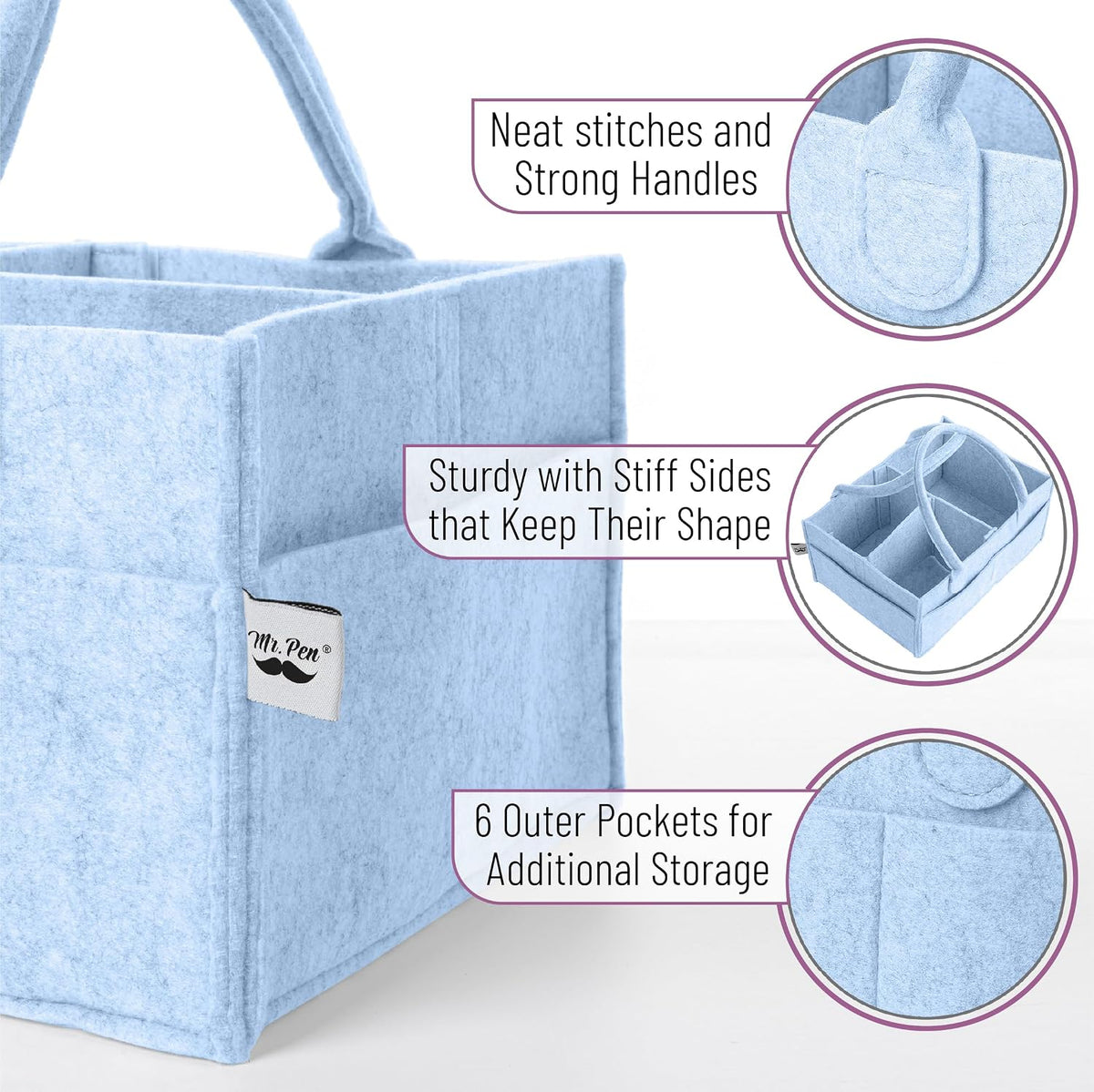 Baby Diaper Caddy Organizer, Gray, Medium