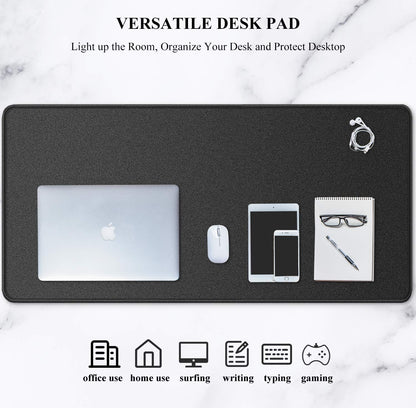 Auhoahsil Desk Mat, Ultra Large Mouse Pad, XXL Gaming Mousepad, Green Tropical Leaves Deskpad, Big Extended Full Size Mouse Pad, Desktop Desk Matt for Keyboard, Laptop & Computer, 35.5 x 15.7 in - Colors A