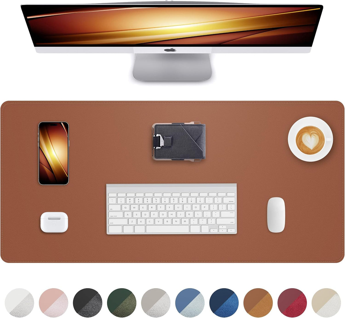 AFIING Large Desk Mat 55" x 24" - PU Leather Desk Pad Protector, Waterproof Non-Slip Extended Mouse Pad for Office Desk, Keyboard, Laptop and Home Workspace (Black)