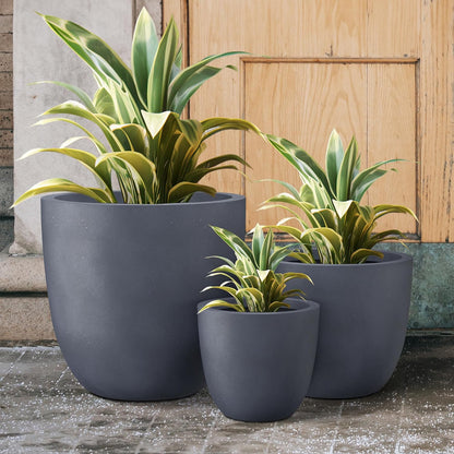 Kante 8.9" H x 10" W Small Concrete Planter, Compact Desktop Plant Pot with Drainage Hole & Rubber Plug – Lightweight Breathable Cement Container for Succulents, Cactus, Herbs, Indoor Outdoor, Gift