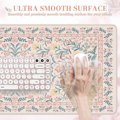 iCasso Desk Mat for Keyboard and Mouse, Large Mouse Pad, Desk Pad Mat, Anti-Slip Big Mousepad with Stitched Edges for Computer Desktop(Deep Green)