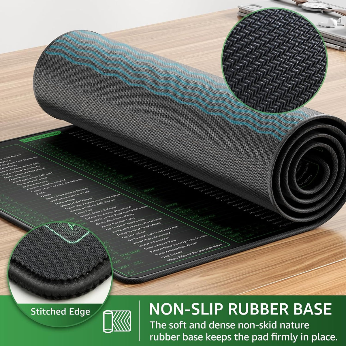 KTRIO Large Gaming Mouse Pad Desk Mat for Gamer, 31.5" x 11.8", Black, XL | Extended Size Design, Superior Micro-Weave Cloth, Non-Slip Rubber Base, Durable Stitched Edges, Water-Resistant Coating