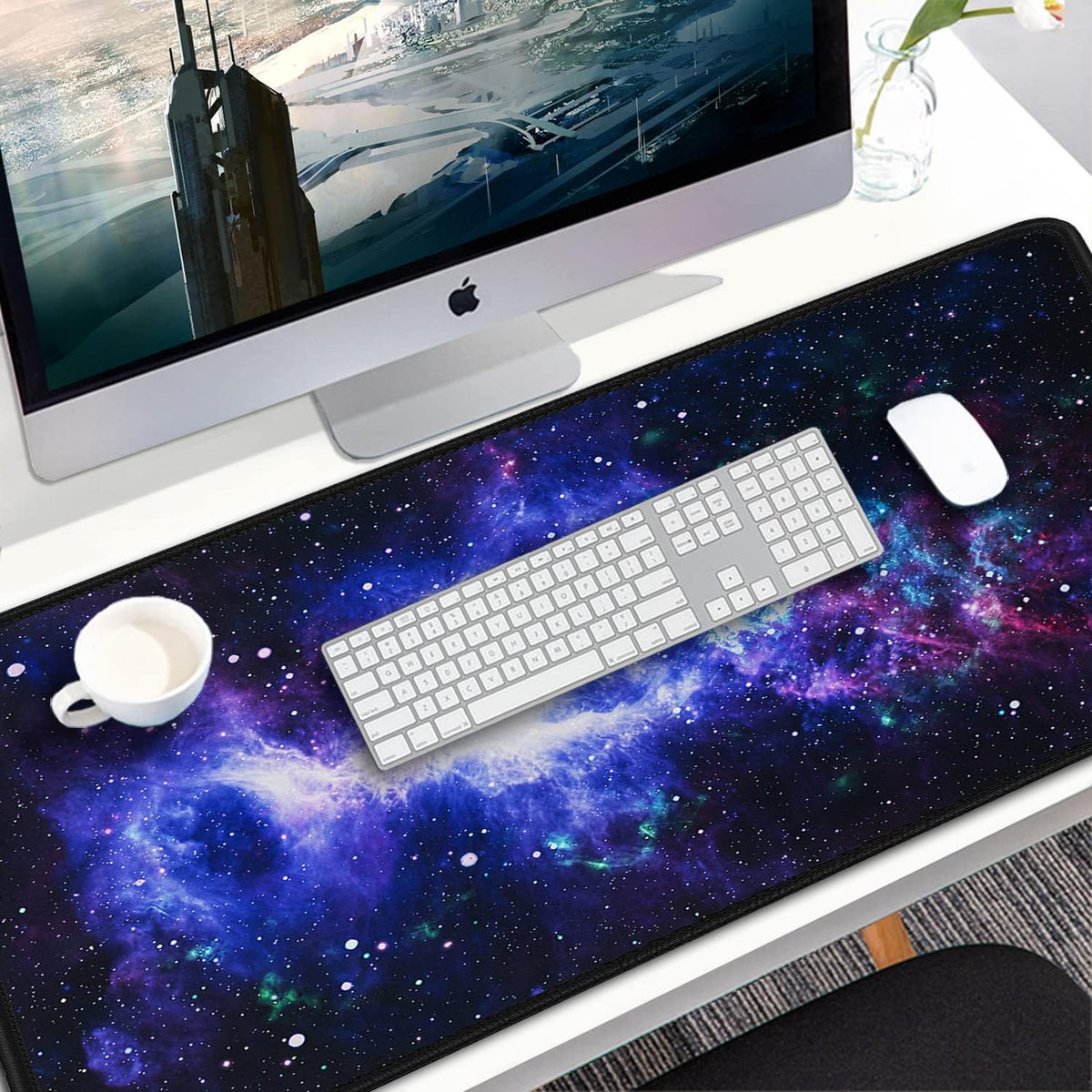 Large Gaming Mouse Pad, 31.5x15.7 inch Large Extended Computer Keyboard Mouse Mat, Water Resist Non-Slip Mousepad Rubber Base Long XXL Desk Mouse Pad for Work & Gaming, Office & Home, Black