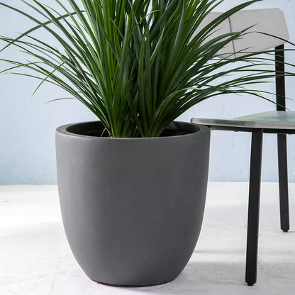 Kante 8.9" H x 10" W Small Concrete Planter, Compact Desktop Plant Pot with Drainage Hole & Rubber Plug – Lightweight Breathable Cement Container for Succulents, Cactus, Herbs, Indoor Outdoor, Gift