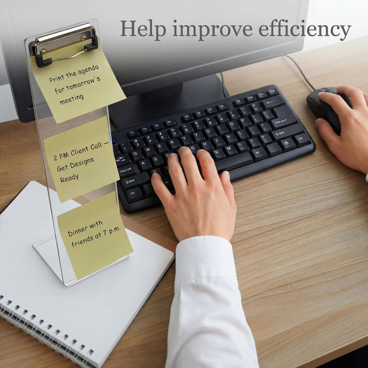 4 Pcs Monitor Memo Boards for Computer, Acrylic Multifunction Screen Message Reminder, Transparent Computer Sticky Note Holder, Creative Office Desk Accessories for Desktop Home