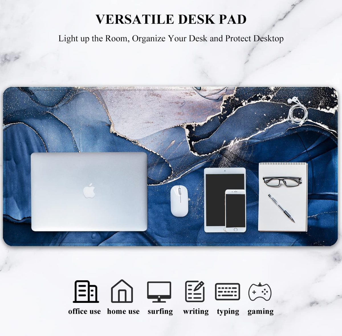 Auhoahsil Desk Mat, Ultra Large Mouse Pad, XXL Gaming Mousepad, Green Tropical Leaves Deskpad, Big Extended Full Size Mouse Pad, Desktop Desk Matt for Keyboard, Laptop & Computer, 35.5 x 15.7 in - Colors A