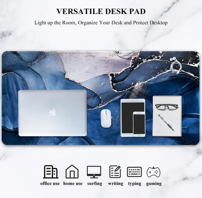 Auhoahsil Desk Mat, Ultra Large Mouse Pad, XXL Gaming Mousepad, Green Tropical Leaves Deskpad, Big Extended Full Size Mouse Pad, Desktop Desk Matt for Keyboard, Laptop & Computer, 35.5 x 15.7 in - Colors A