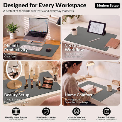 Large Desk Mat, 47" x 17", Black