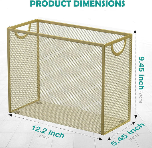 Sinboun Hanging File Organizer Letter-Size File Holder Filing Box Includes 5 Hanging Folders - Metal Mesh Magazine Letter Storage Cabinets File Cart for Office Home School, No Assembly Required