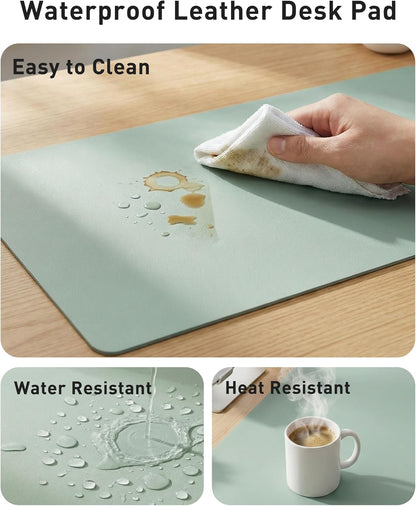 Aothia Leather Office Desk Pad Protector, Non-Slip PU Leather Desk Blotter, Waterproof Laptop Writing Mouse Pad for Office and Home, Black, 31.5" x 15.7" - Colors A