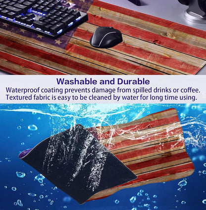 Retro American Flag XL Gaming Mouse Pad with Stitching Edge Laptop Desk Mat