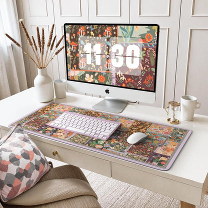 Desk Mat,Mouse Pad for Office Desk,35.4x15.7in,Pink Flowers
