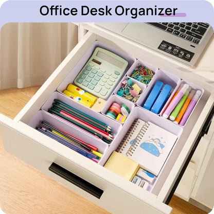 Vtopmart 25 PCS Clear Plastic Drawer Organizers Set, 4-Size Versatile Bathroom and Vanity Drawer Organizer Trays, Storage Bins for Makeup, Bedroom, Kitchen Gadgets Utensils and Office