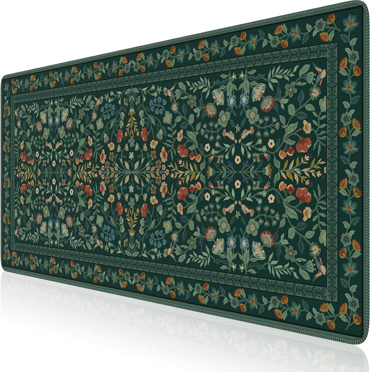 iCasso Desk Mat for Keyboard and Mouse, Large Mouse Pad, Desk Pad Mat, Anti-Slip Big Mousepad with Stitched Edges for Computer Desktop(Deep Green)