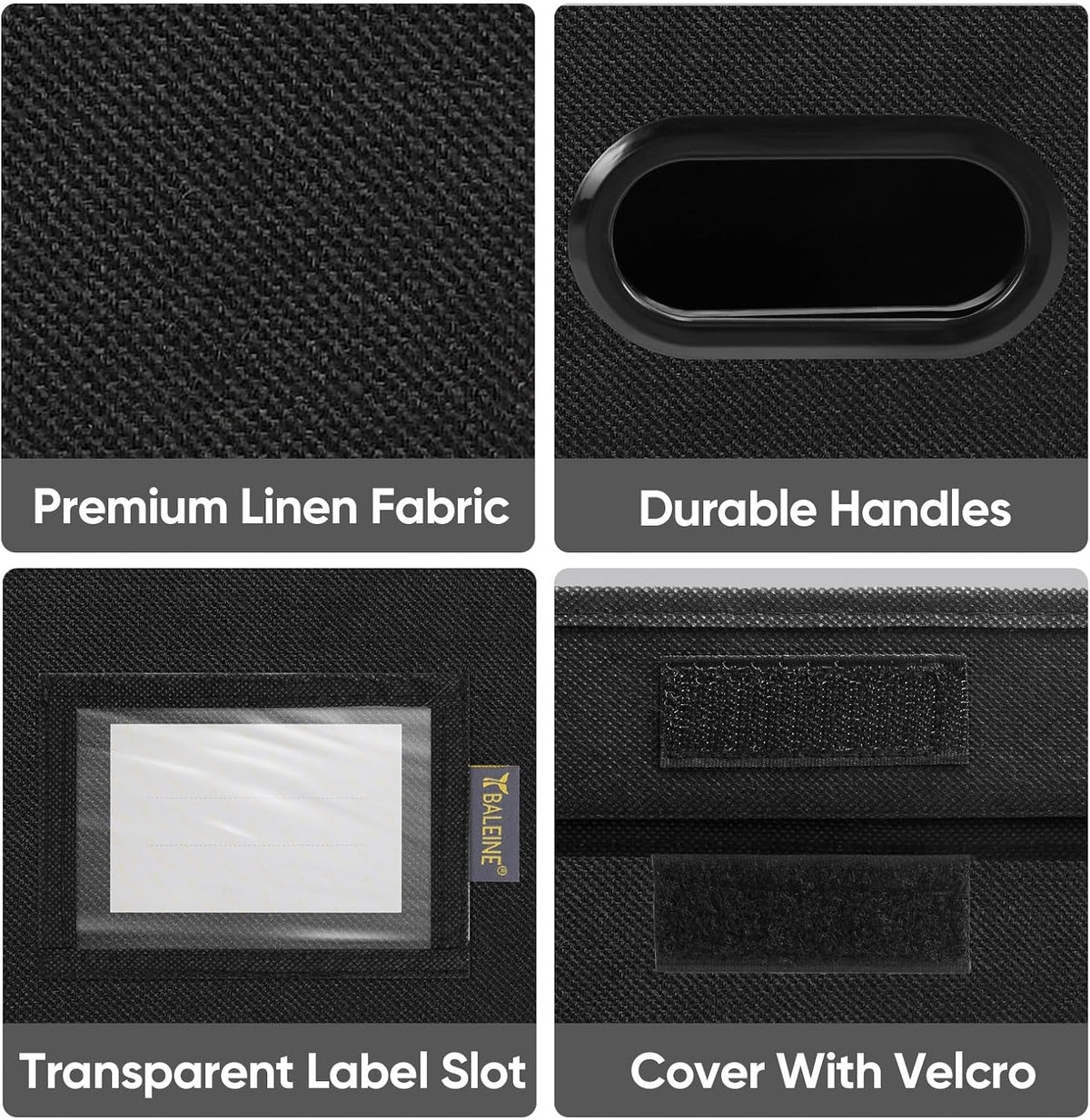 BALEINE File Organizer Box with Lid, Collapsible File Folder Organizer with Plastic Slide, Hanging File Folder Box for Office Document Storage (Black)