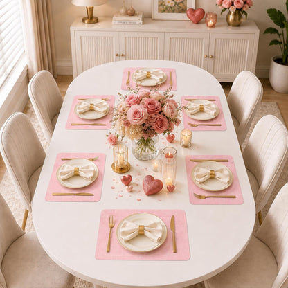 Maxpearl Faux Leather Placemats Set of 6 - Waterproof - Wipe Clean - Heat Resistant - Anti Slip Dining Table Place Mats, Suitable for Indoor & Outdoor Use, 17’’×12’’, Beige