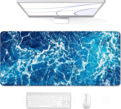 Auhoahsil Desk Mat, Ultra Large Mouse Pad, XXL Gaming Mousepad, Green Tropical Leaves Deskpad, Big Extended Full Size Mouse Pad, Desktop Desk Matt for Keyboard, Laptop & Computer, 35.5 x 15.7 in - Colors B