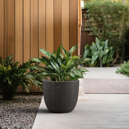 Kante 8.9" H x 10" W Small Concrete Planter, Compact Desktop Plant Pot with Drainage Hole & Rubber Plug – Lightweight Breathable Cement Container for Succulents, Cactus, Herbs, Indoor Outdoor, Gift