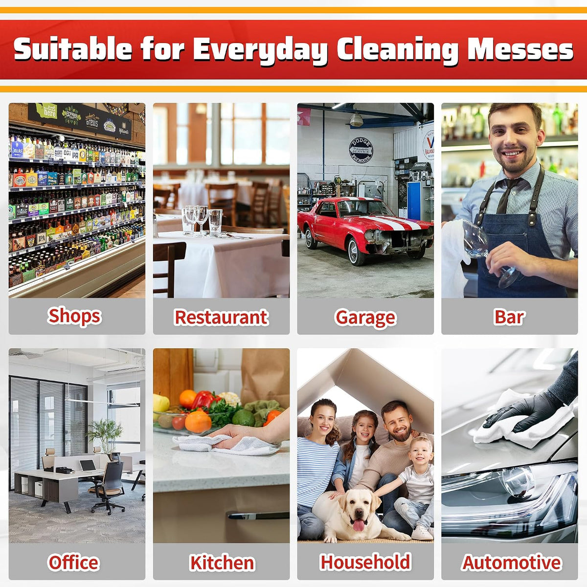 Microfiber Cleaning Cloth, Cleaning Rags Microfiber Towel Bulk Absorbent Lint-Free Wash Cloths, All-Purpose Shop Towels for Cars, Automotive, Garage, Home & Kitchen 11.5"*11.5"