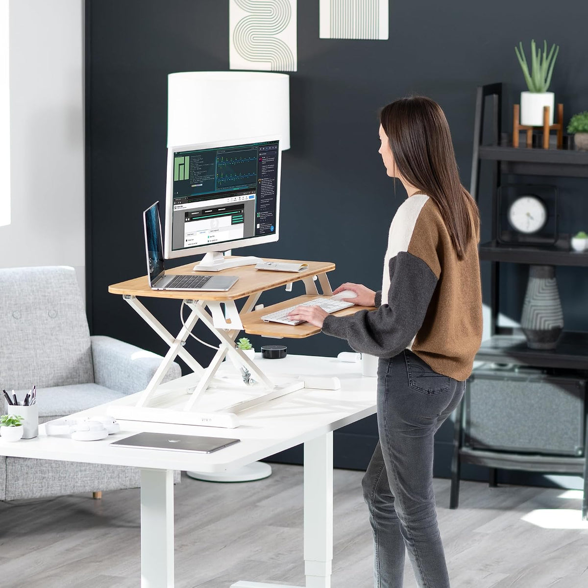 Black 32 in Standing Desk Converter, DESK-V000K