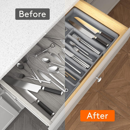 Expandable Silverware Drawer Organizer, Kitchen Utensil Tray