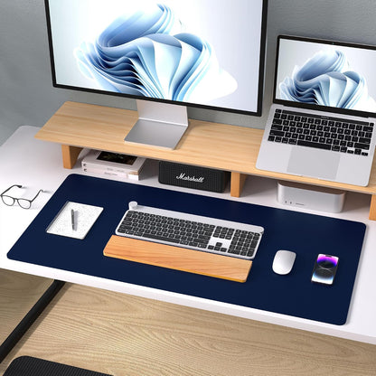 Aothia Leather Office Desk Pad Protector, Non-Slip PU Leather Desk Blotter, Waterproof Laptop Writing Mouse Pad for Office and Home, Black, 31.5" x 15.7" - Colors B