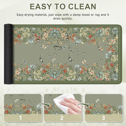Desk Mat,Mouse Pad for Office Desk,35.4x15.7in,Pink Flowers