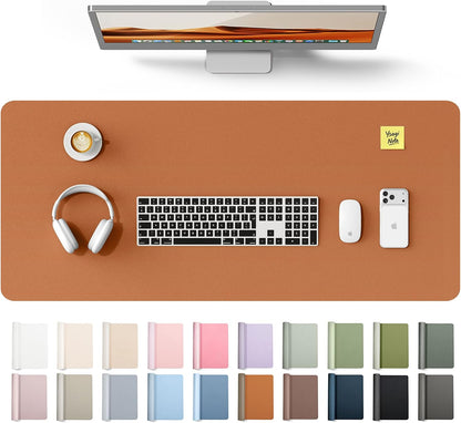 YSAGi Leather Desk Pad Protector, Office Desk Mat, Large Mouse Pad, Non-Slip PU Leather Desk Blotter, Waterproof Laptop Desk Writing Pad for Office and Home (23.6" x 13.8", Eggshell) - Colors A