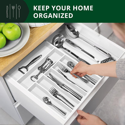 ROYAL CRAFT WOOD Luxury Bamboo Kitchen Drawer Organizer - Silverware Organizer, Utensil Holder & Cutlery Tray Drawer Dividers for Flatware (9 Slot, Natural)
