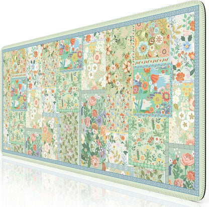 Desk Mat,Mouse Pad for Office Desk,35.4x15.7in,Pink Flowers