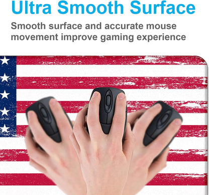 Retro American Flag XL Gaming Mouse Pad with Stitching Edge Laptop Desk Mat