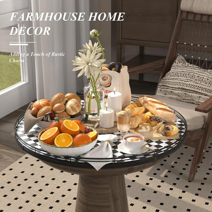 Farmhouse Oak 9" Lazy Susan Turntable Organizer for Cabinet, Round Wooden Lazy Susan Organization and Storage for Dining Table, Pantry, Kitchen, Countertop, Cupboard,Home Decor, Walnut Wood