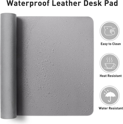 Aothia Leather Office Desk Pad Protector, Non-Slip PU Leather Desk Blotter, Waterproof Laptop Writing Mouse Pad for Office and Home, Black, 31.5" x 15.7" - Colors A