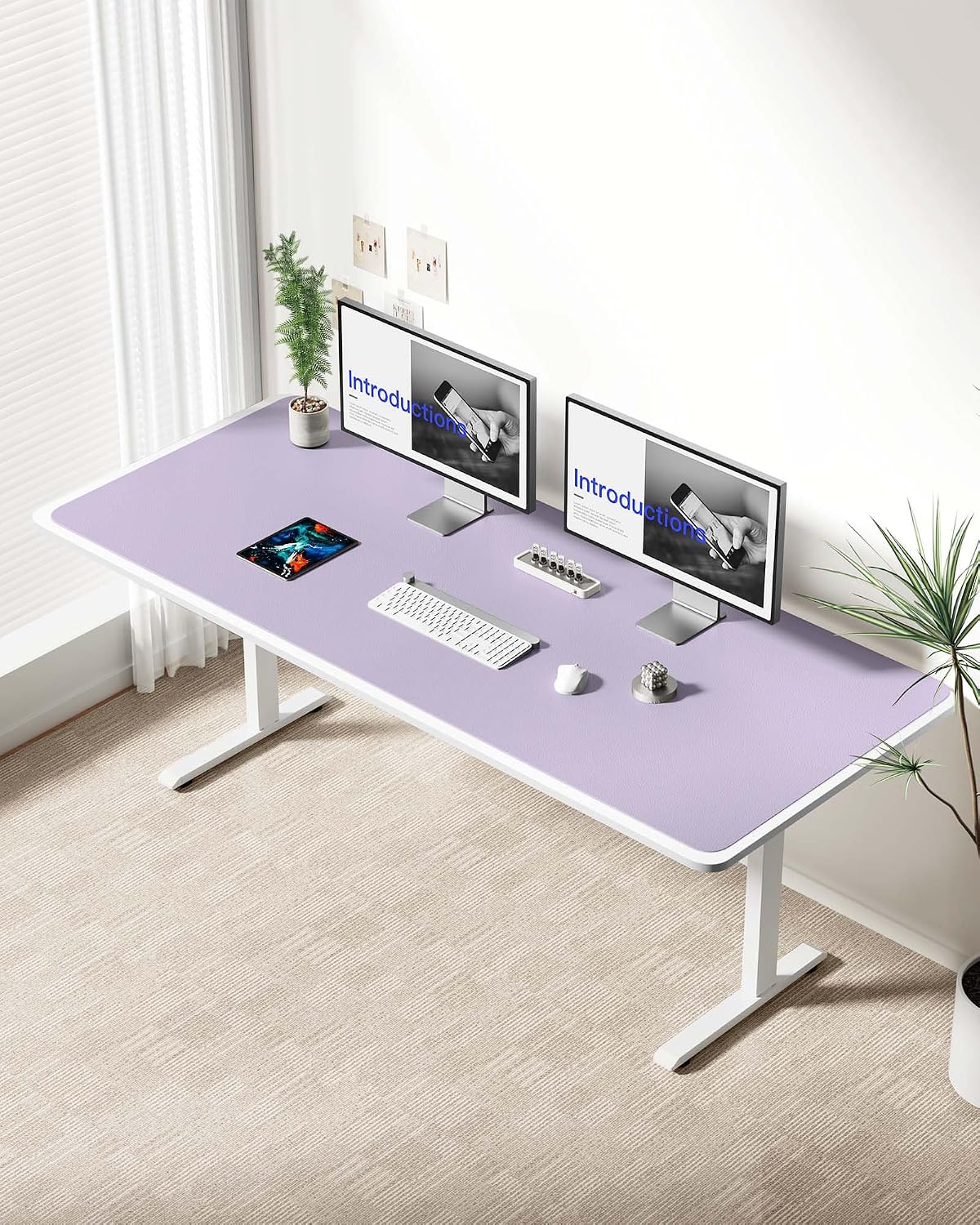 YSAGi Leather Desk Pad Protector, Office Desk Mat, Large Mouse Pad, Non-Slip PU Leather Desk Blotter, Waterproof Laptop Desk Writing Pad for Office and Home (23.6" x 13.8", Eggshell) - Colors B