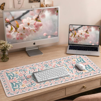 iCasso Desk Mat for Keyboard and Mouse, Large Mouse Pad, Desk Pad Mat, Anti-Slip Big Mousepad with Stitched Edges for Computer Desktop(Deep Green)