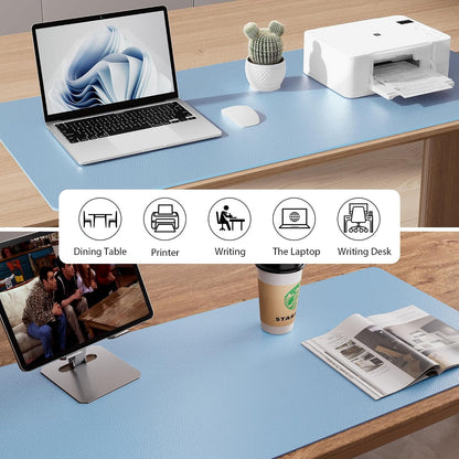 Aothia Leather Office Desk Pad Protector, Non-Slip PU Leather Desk Blotter, Waterproof Laptop Writing Mouse Pad for Office and Home, Black, 31.5" x 15.7" - Colors A