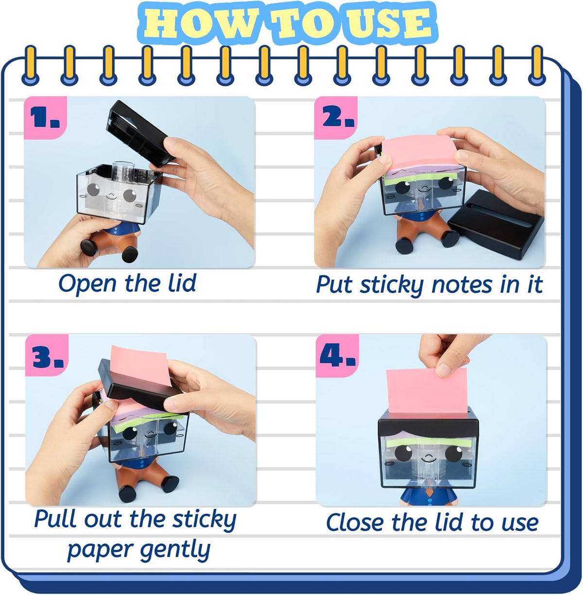 Pop-up Notes Dispenser for Desk, Idea Boy Sticky Note Holder for Office School, Cute Office Supplies, 3x3 in, Magnetic Design, White, 1 Pack