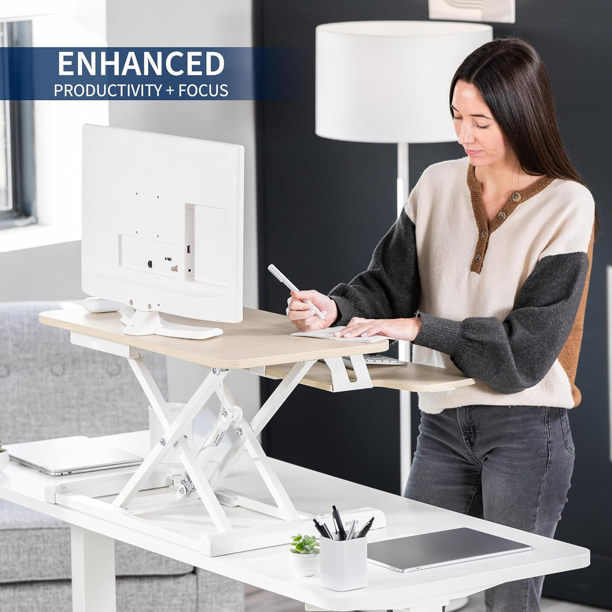 Black 32 in Standing Desk Converter, DESK-V000K