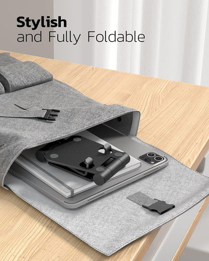 Nulaxy Dual Folding Cell Phone Stand, Fully Adjustable Foldable Desktop Phone Holder Cradle Dock Compatible with iPhone 17 16 15 14 13 12 11 Pro Max Xs Xr X 8, Nintendo Switch, All Phones - Purple