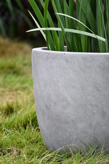 Kante 8.9" H x 10" W Small Concrete Planter, Compact Desktop Plant Pot with Drainage Hole & Rubber Plug – Lightweight Breathable Cement Container for Succulents, Cactus, Herbs, Indoor Outdoor, Gift