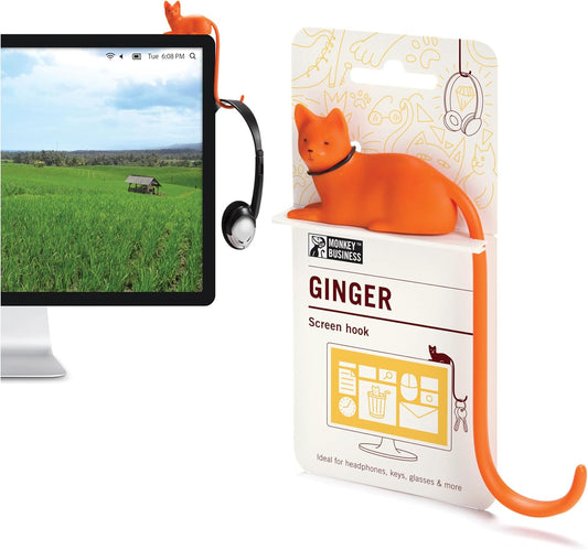 Monkey Business Rusty The Dog Tail Hook for Computer Screen, Desk Headphone Hanger Organizer Decorative Hooks, Adhesive Hook for Hanging Keys Cables Hats and Computer Accessories