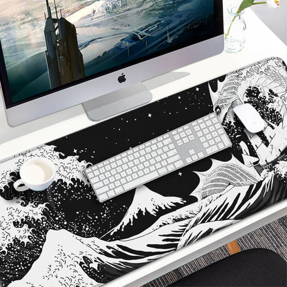 Large Gaming Mouse Pad, 31.5x15.7 inch Large Extended Computer Keyboard Mouse Mat, Water Resist Non-Slip Mousepad Rubber Base Long XXL Desk Mouse Pad for Work & Gaming, Office & Home, Black