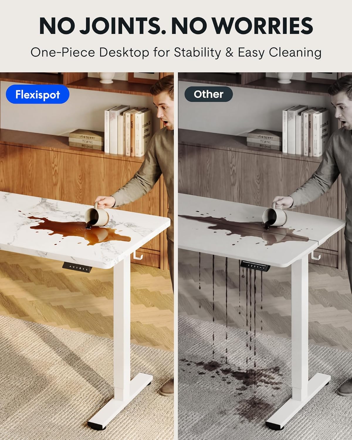 EN1 48"x24" One-Piece Standing Desk, White