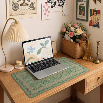 iCasso Desk Mat for Keyboard and Mouse, Large Mouse Pad, Desk Pad Mat, Anti-Slip Big Mousepad with Stitched Edges for Computer Desktop(Deep Green)