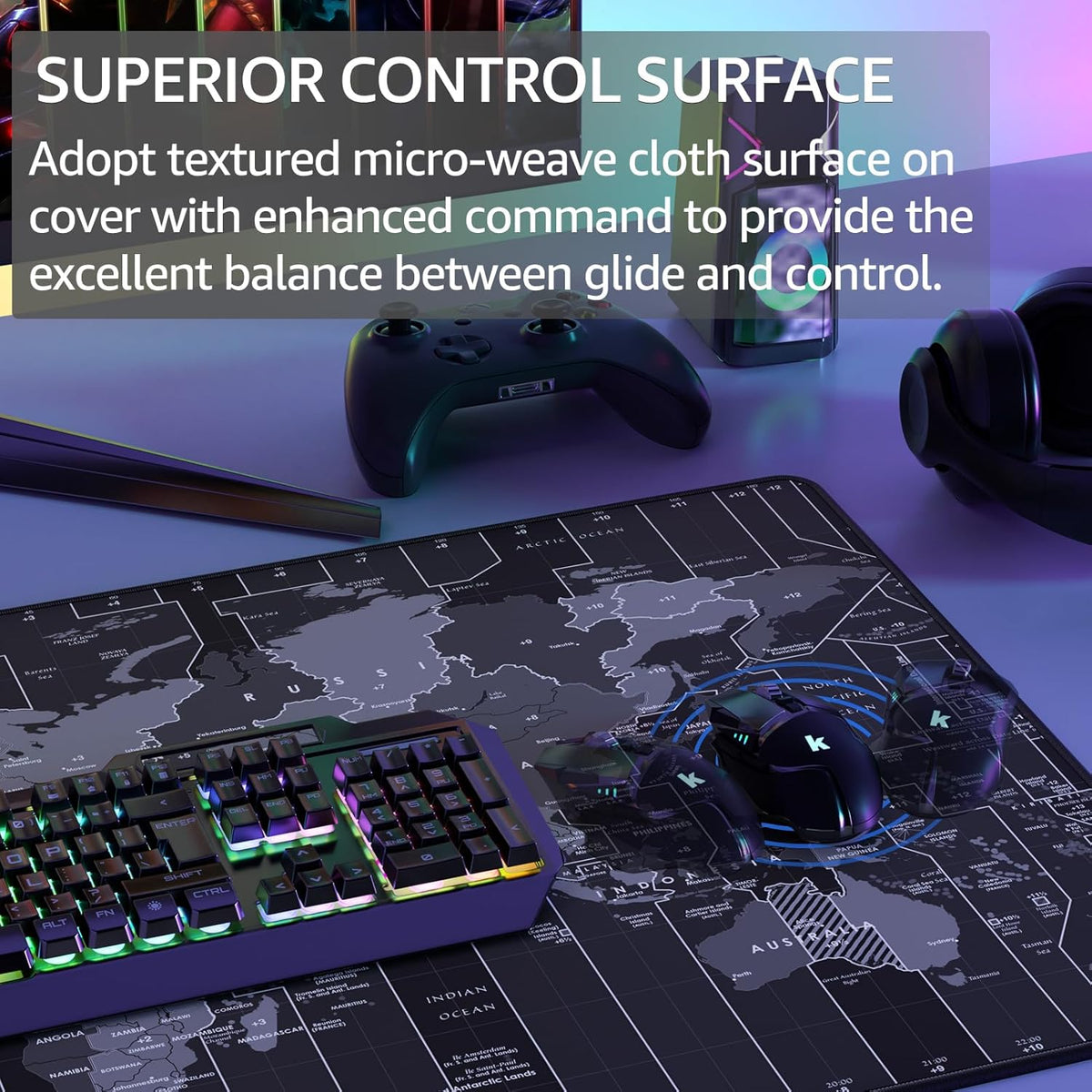 KTRIO Large Gaming Mouse Pad Desk Mat for Gamer, 31.5" x 11.8", Black, XL | Extended Size Design, Superior Micro-Weave Cloth, Non-Slip Rubber Base, Durable Stitched Edges, Water-Resistant Coating