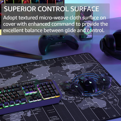 KTRIO Large Gaming Mouse Pad Desk Mat for Gamer, 31.5" x 11.8", Black, XL | Extended Size Design, Superior Micro-Weave Cloth, Non-Slip Rubber Base, Durable Stitched Edges, Water-Resistant Coating